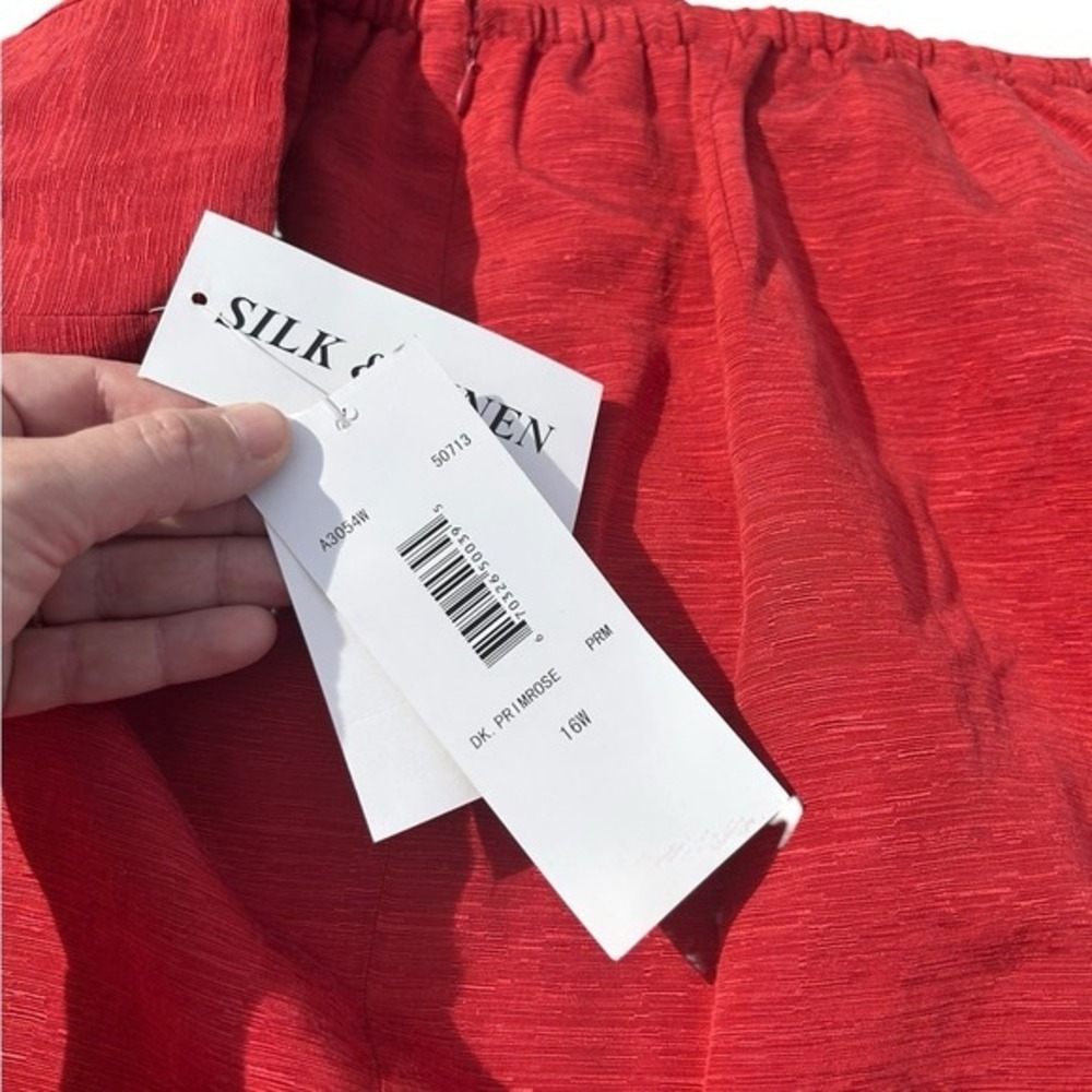 TRAVIS AYERS DK Primrose Silk Linen Blend Pleated A-Line Skirt‎ Size 16W NWT - Picture 3 of 6